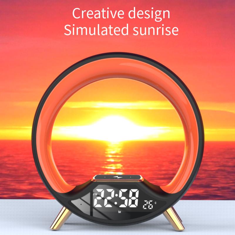 Новый многофункциональный ночник 3 в 1 с беспроводной зарядкой, Bluetooth-динамик, умный будильник, атмосферный светильник для спальни