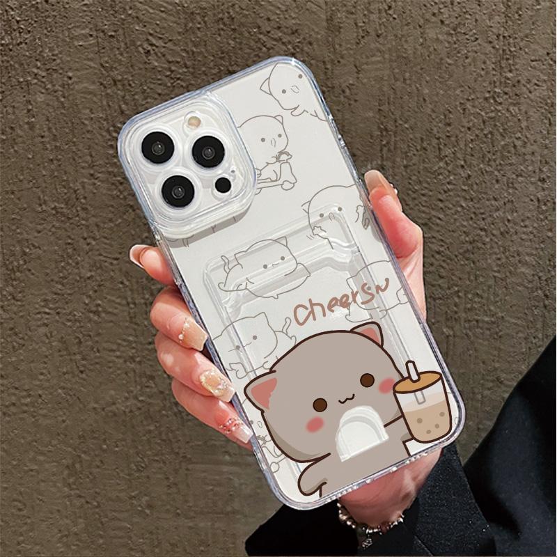 Силиконовый чехол-карман для карт для Xiaomi Redmi Note 14 13 Samsung A54 A24 A34 Oppo A38 A58 A78 IPhone 14 15 16 Прозрачный бампер для телефона