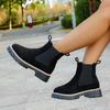 Women's Mid-Heel Round Toe Ankle Boots - Pull-On Two-Tone Fashion Booties for Spring/Fall, Wide Width Casual Slouch Boots