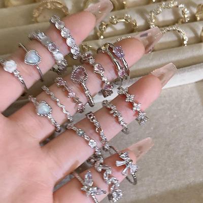 Элегантное циркониевое регулируемое открытое кольцо для женщин - Шикарное ювелирное изделие для личности