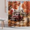 Pink Truck Rose Shower Curtain Car With Pink Flower Floral Fabric Shower Curtains Fashion Woman Girl Shower Curtin Bathroom