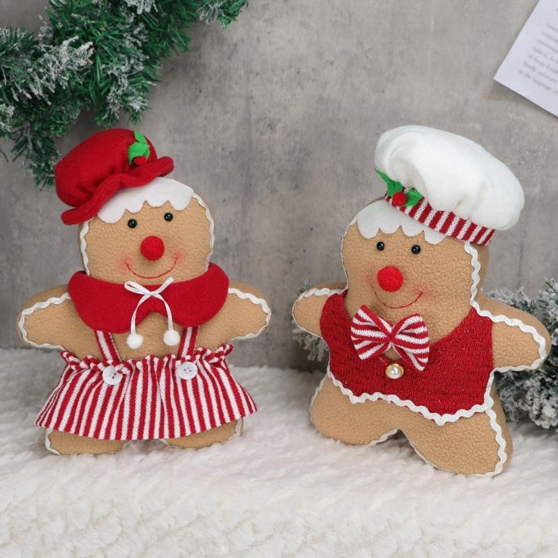 Holiday Polyester Gingerbreads Doll Decorative Pillow With Polyester Filling for Winter Comfort