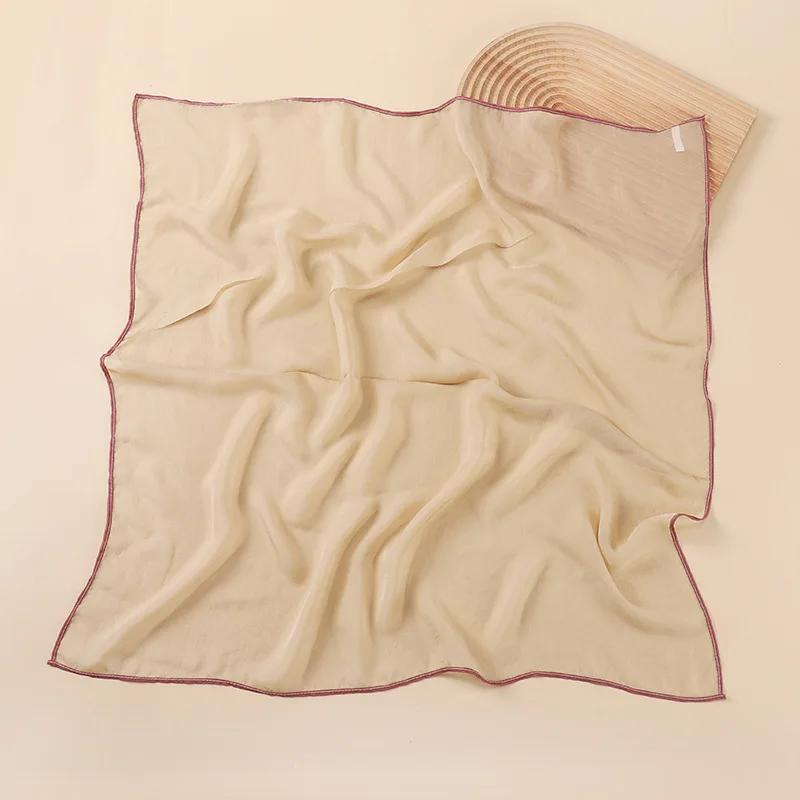 Solid Color Handkerchief Cotton Silk Neck Scarves For Women Small Shawls Bandana Head Scarfs Female Square Hairband Hijab Scarf