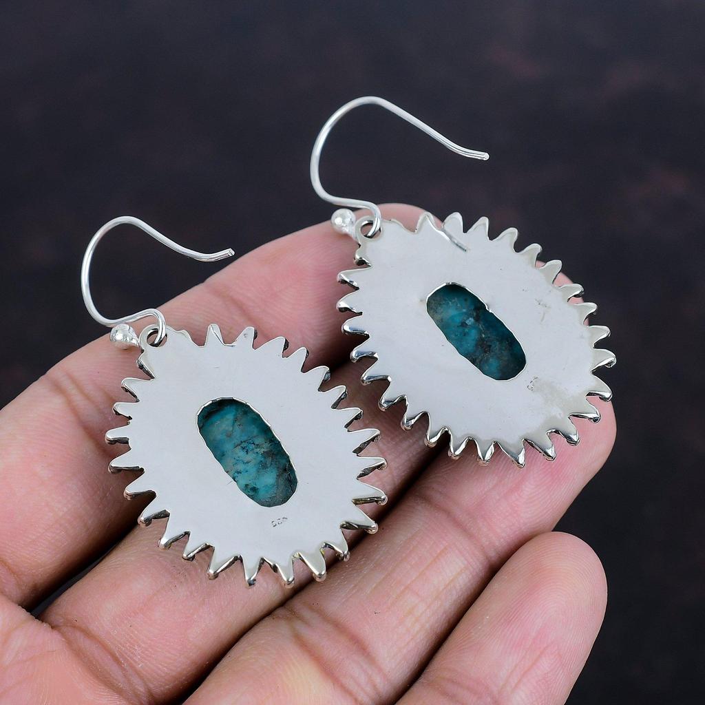Tibetan Turquoise Earring Gemstone Handmade Earring 925 Sterling Silver Earring Genuine Tibetan Turquoise Jewelry Gifts For Her Drop Earring