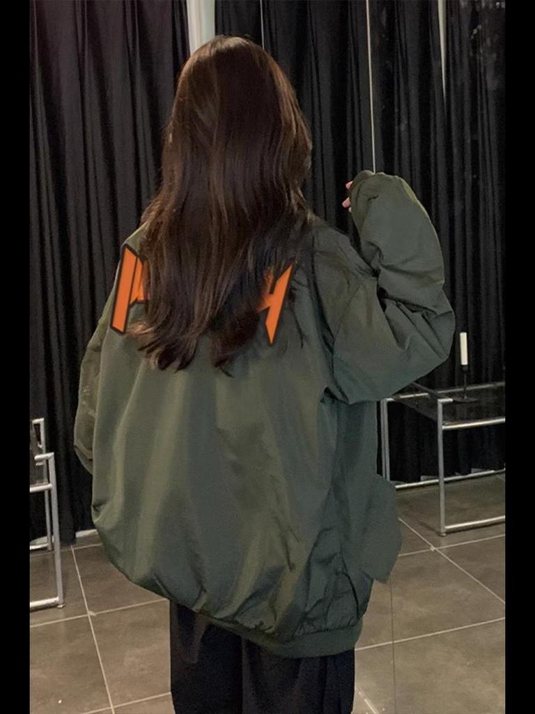 Женская бейсбольная куртка Harajuku, весна/осень, цвет милитари-зеленый, стиль американской пары, модный гонконгский нишевый дизайн.