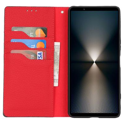 Чехол для Sony Xperia 1 VI из натуральной коровьей кожи с текстурой личи, раскладной чехол для телефона