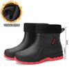 Short tube fashionable waterproof rain shoes men's rain boots student water boots wear-resistant outdoor fishing warm rubber shoes