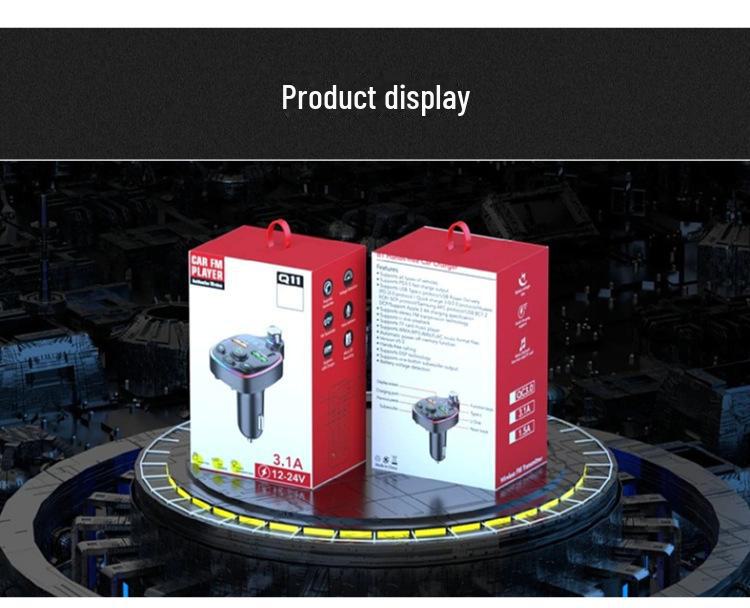 Автомобильное зарядное устройство Q11: Bluetooth MP3-плеер с подсветкой Atmosphere, функцией быстрой зарядки PD Dual Fast Charge и адаптером для прикуривателя