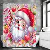Cartoon Santa Claus Shower Curtain, Fun Box, Snowflake, Retro, Cute, Winter Bathroom Decorative Shower Curtain, Waterproof Showe
