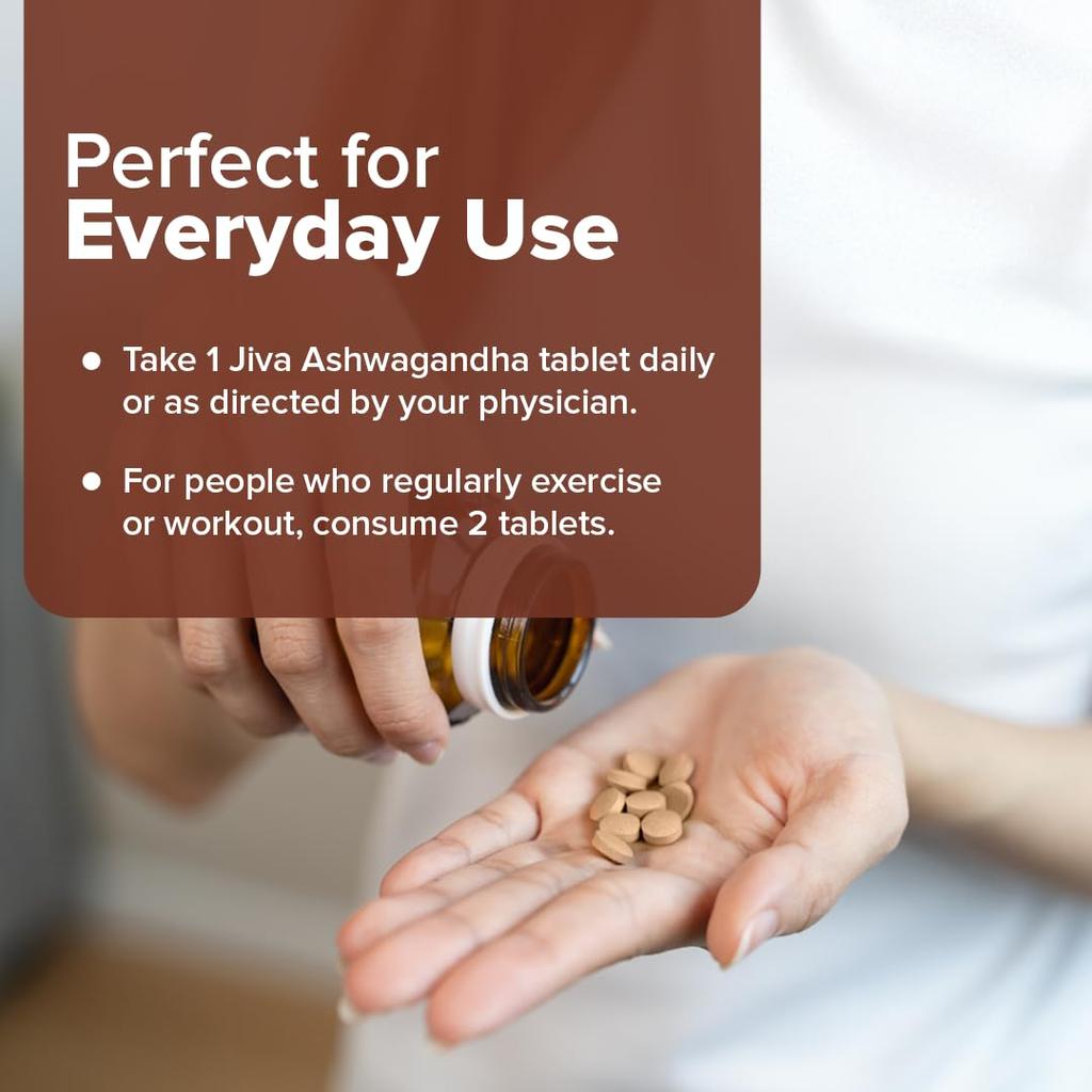 Jiva Ashwagandha Tablets 500mg 120 Tablets Pack of 3 Pure Herbal Supplement for Energy & Vitality