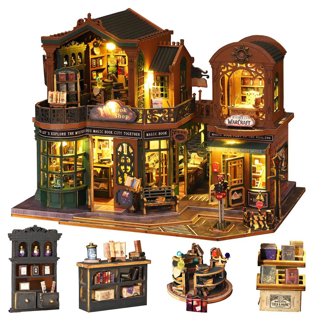 Spilay DIY Miniature Dollhouse Kit with Wooden Scale Mini Dustproof Cover Creative Gift for Women Girlfriend Lover Book ES017 Furniture, 124 House, &