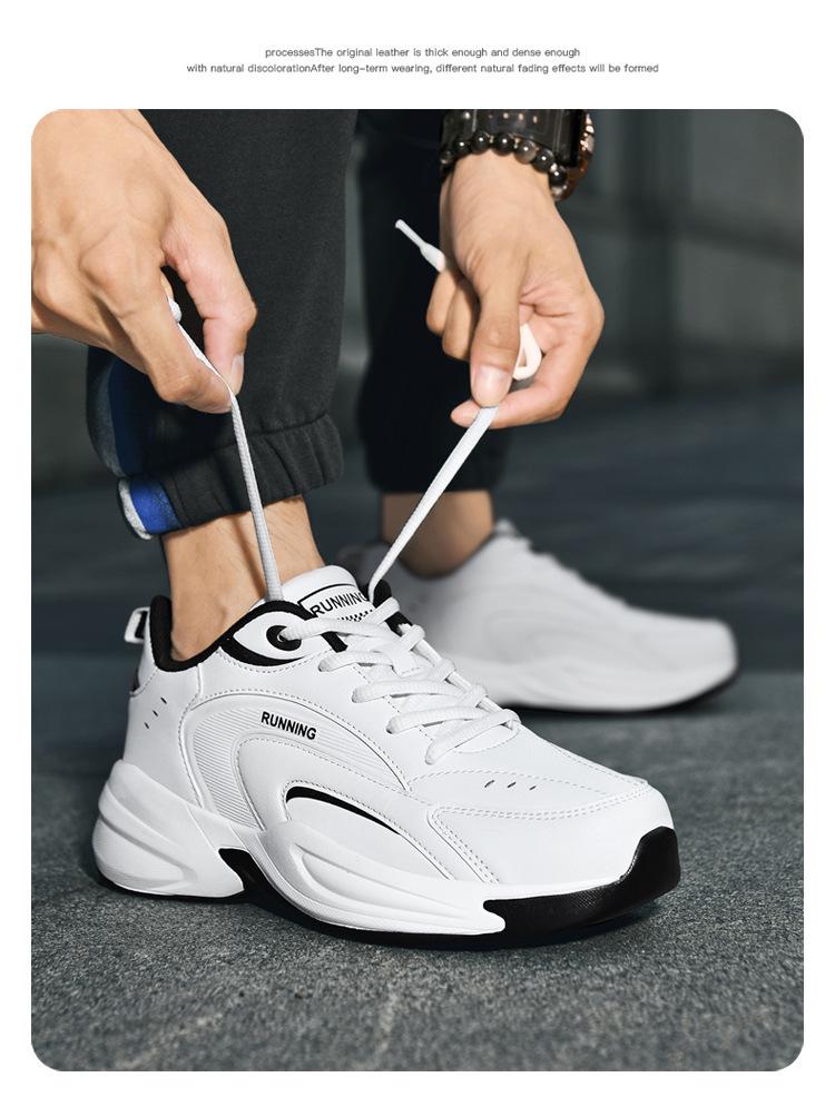 Мужские модные туфли Dad Shoes из кожи и бархата на толстой подошве – повседневные кроссовки большого размера для осени/зимы