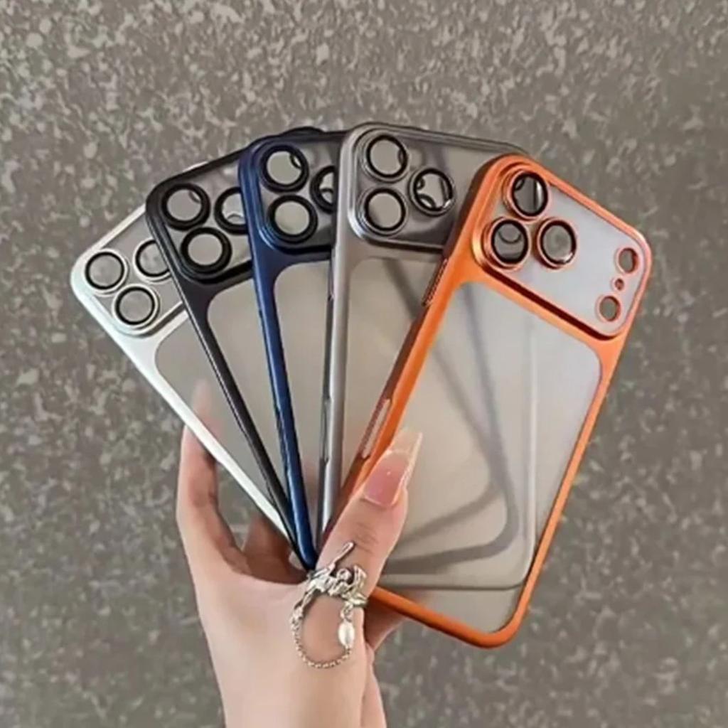 Матовая Плакированная Рамка Тонкий ПК Бампер Чехол Для Телефона Для iPhone 17 Air 16 15 Pro Max Защита Линзы Пленкой Полупрозрачная Жесткая Задняя Крышка