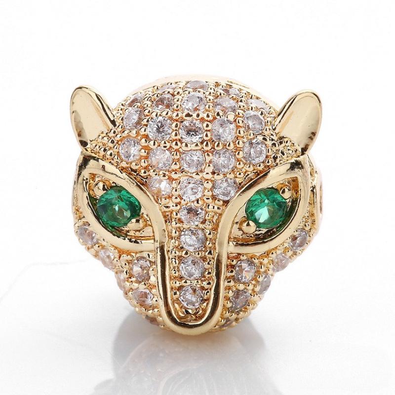 10 Pcs/lot Leopard Head Micro Inlaid Zircon Accessories Bracelet Hand String DIY Beads for Jewelry Making Supplies Wholesale