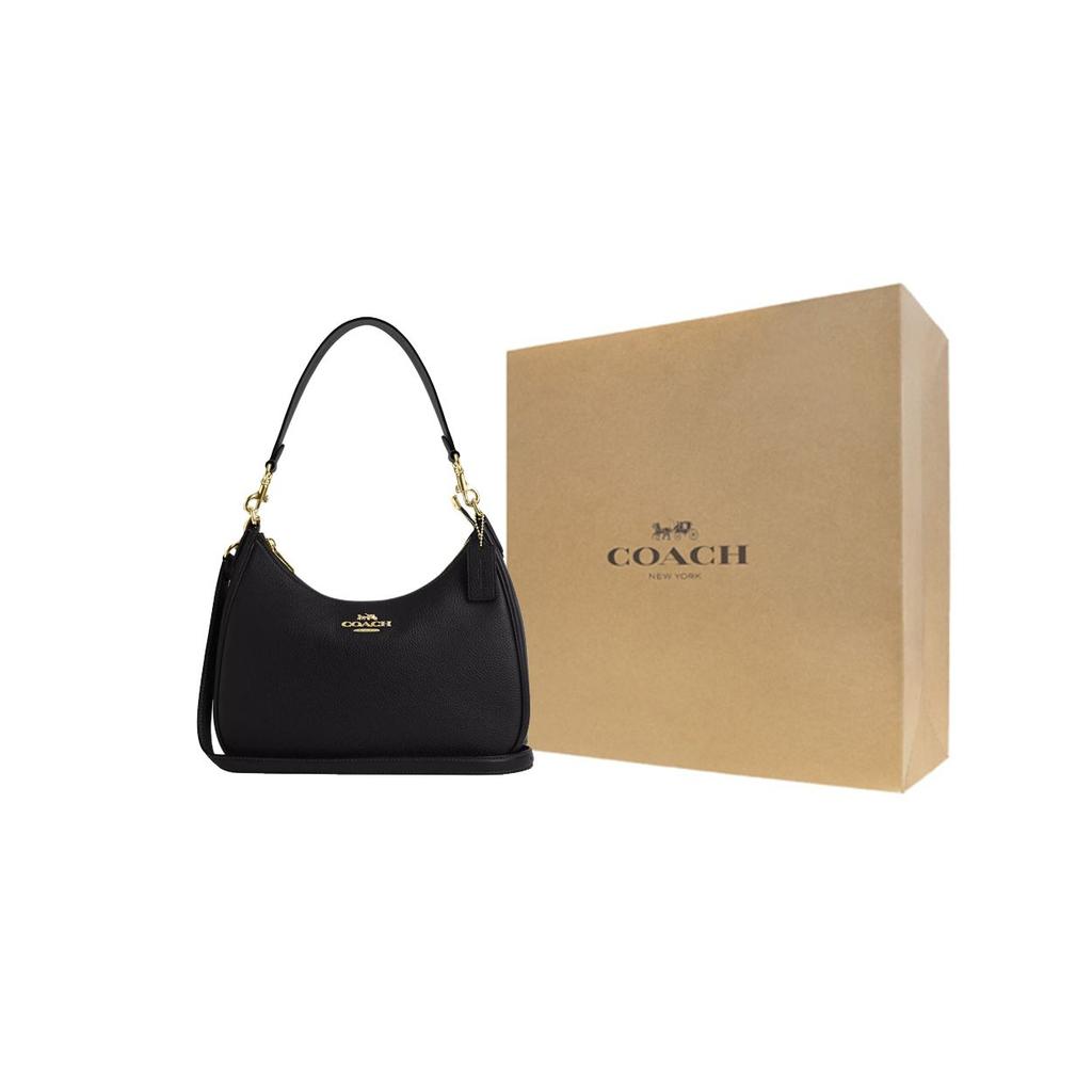 Coach Teri 29 Logo Zip Closure Litchi Grain Leather Crossbody Shoulder Bag Large Women bags Black CV935-IMBLK