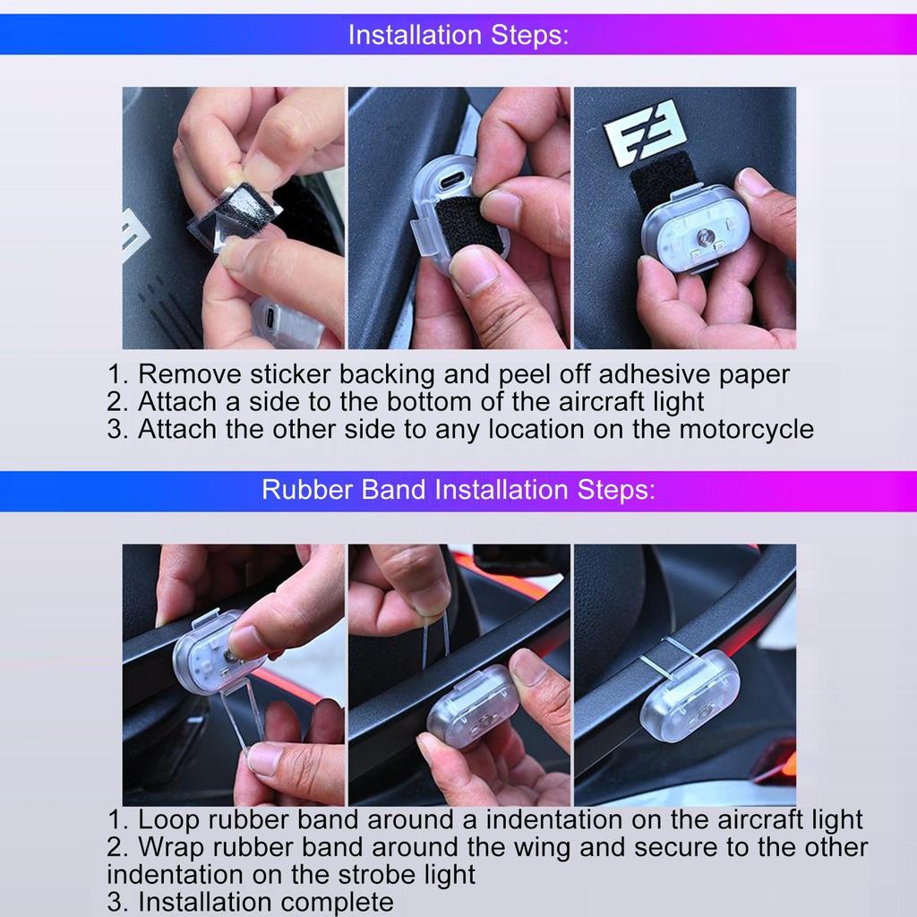 Flashing Lights Wireless 8 Colors Vehicle Accessories Rechargeable RGB Rock Interior Lights For Drone Bike RC Boat Scooter Truck