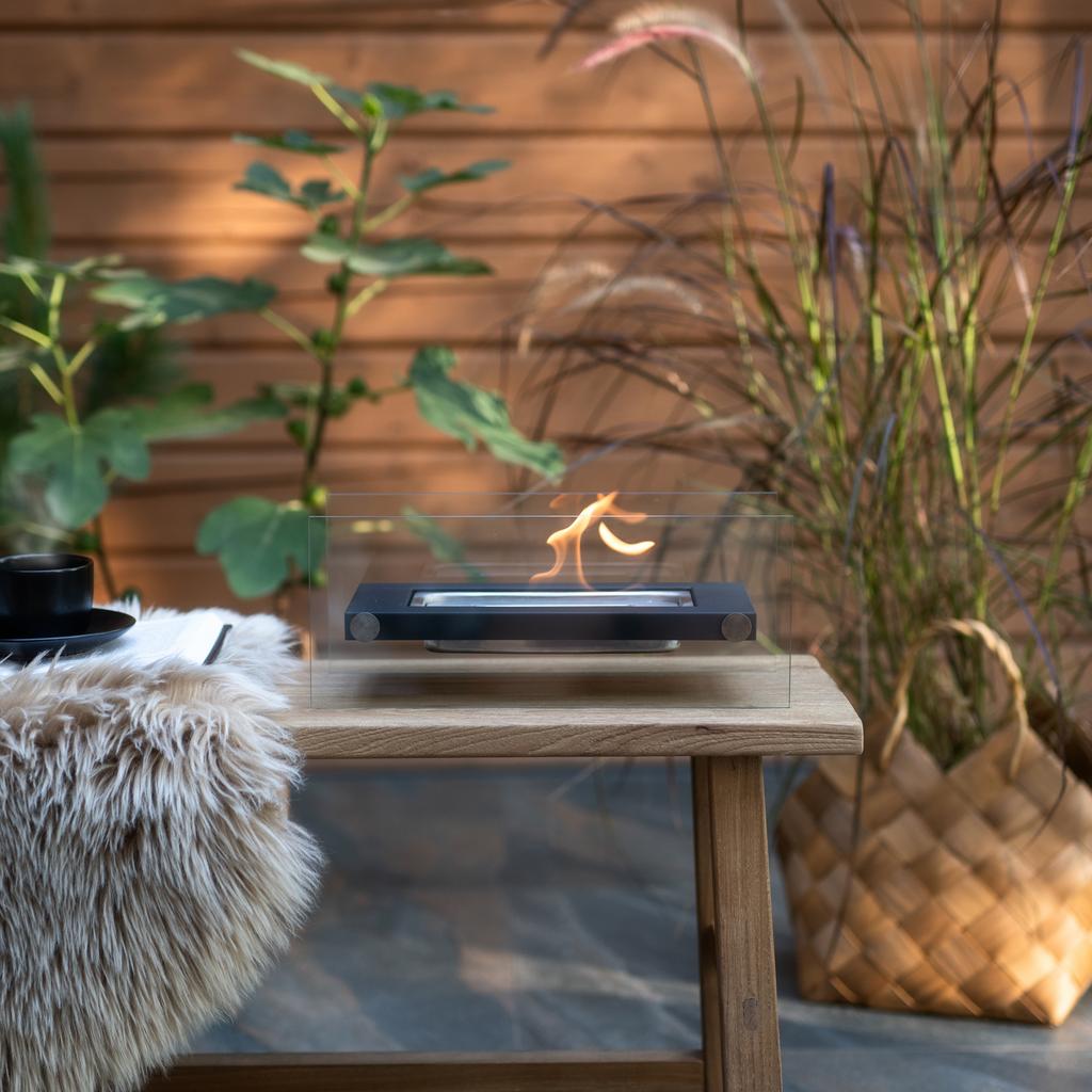 Freestanding Rectangular Tabletop Bio Fireplace Black 35cm - Madrid Black