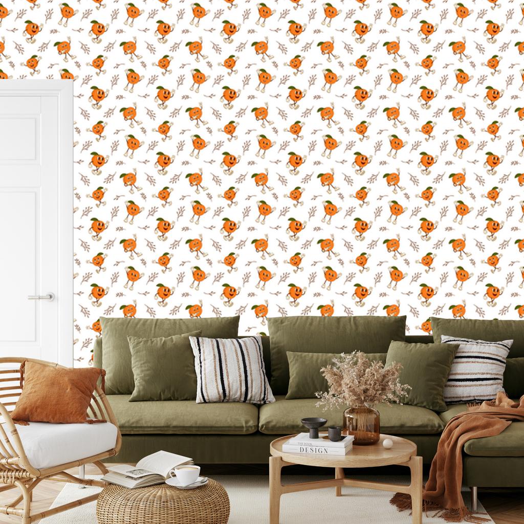 Retro White and Peach Wallpaper for Living Room and Bedroom 50x1000