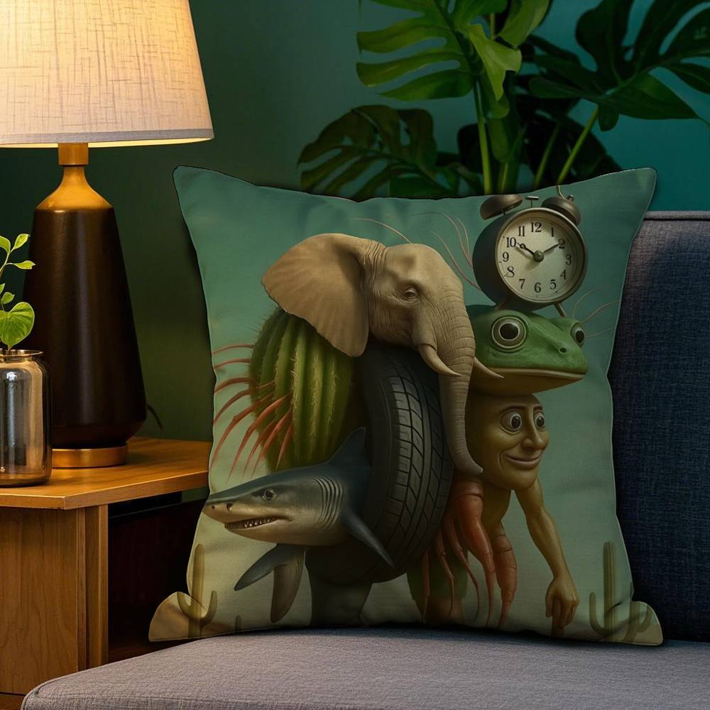 Italian Brain Rot Meme Tralalero Tralala Pillow Case Happy Atmosphere Short Plush Double-sided Printing Home Cushion Cover