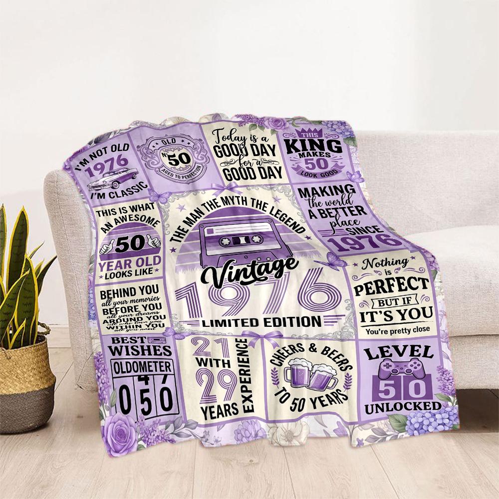 Vintage Milestone Birthday Blanket Soft Warm Cozy Perfect for Bedding Sofa Couch for All Seasons Modern Ideal Gift for Friends Family Couples Picnic