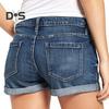 Джинсовые шорты для женщин, рваные джинсовые шорты со средней посадкой и карманами, летние повседневные эластичные джинсовые шорты с манжетами и подолом