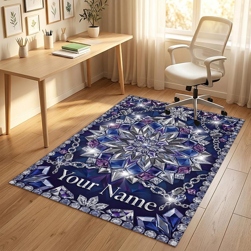 Creative Theme Soft Crystal Velvet Rug Custom Name & Text Print Non Slip Floor Rug for Bedroom Living Room
