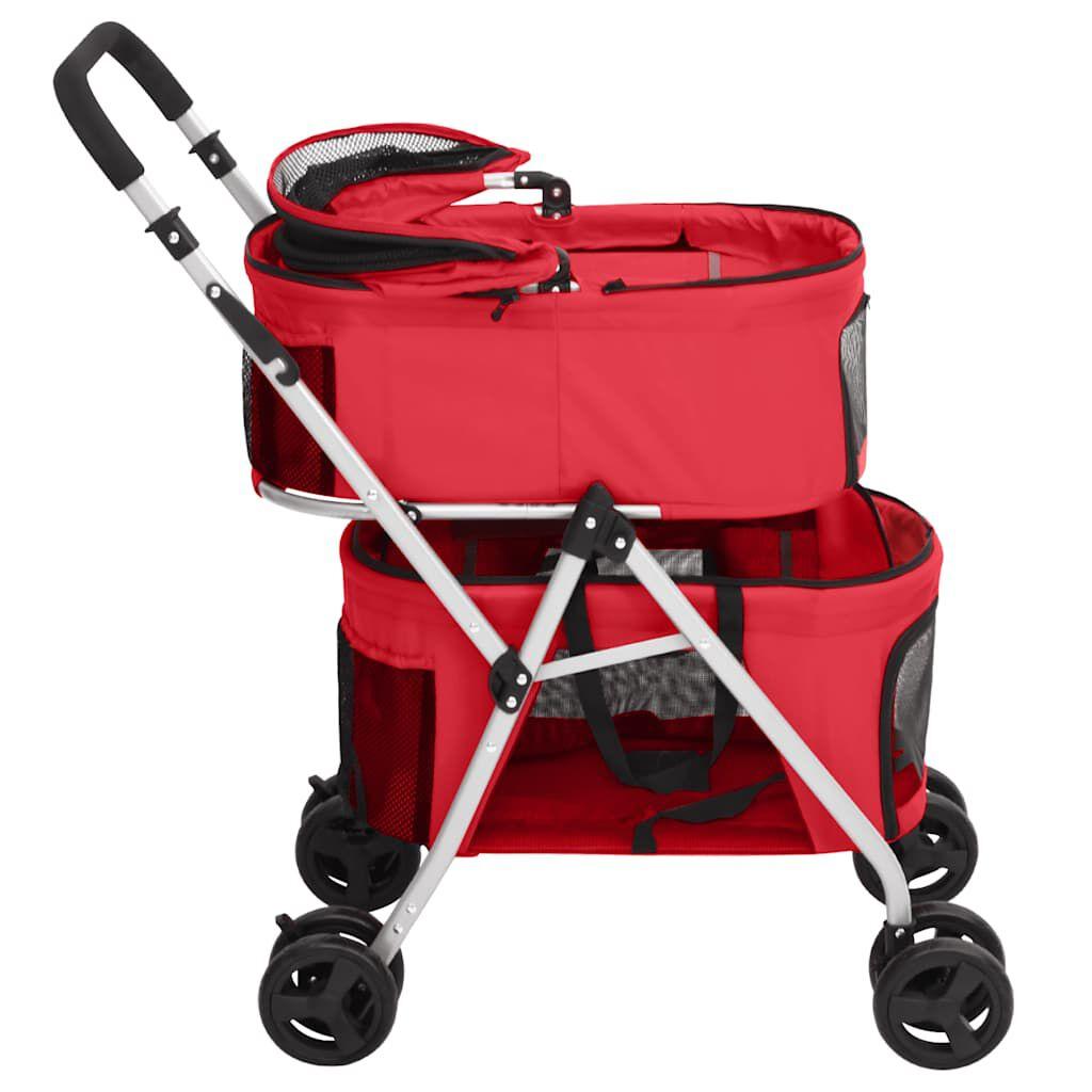 vidaXL 2-Level Folding Dog Stroller Red 83x48x97 cm