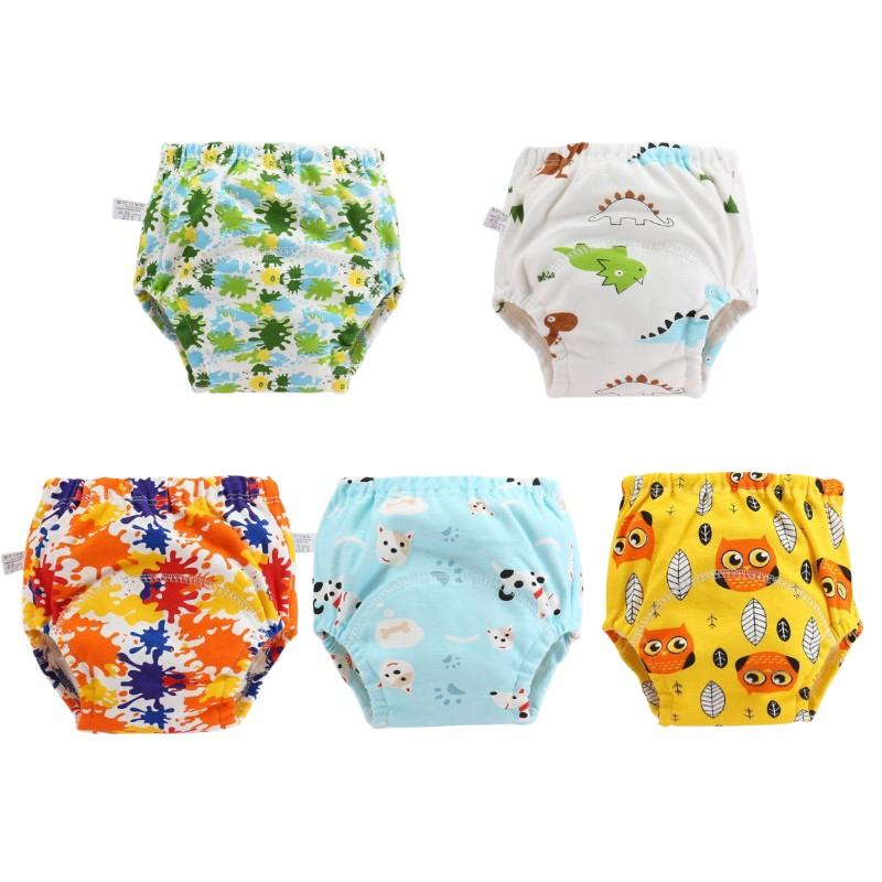 5PC Cartoon Printed Breathable Baby Reusable Diaper for Bedroom Nappy Shorts Training Pants