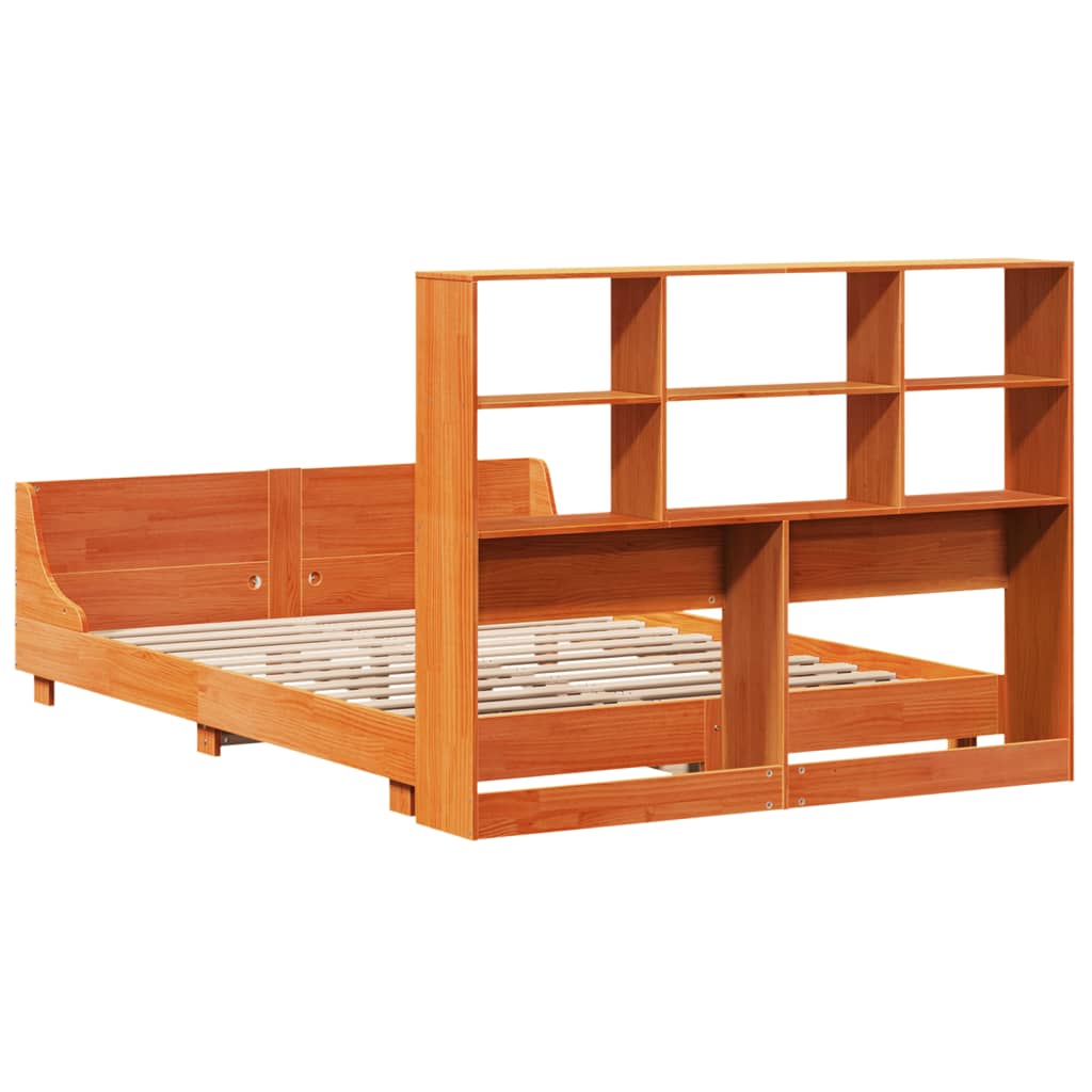 Solid Wood Bed without Mattress Wax Brown 150 x 200 cm Pine Wood