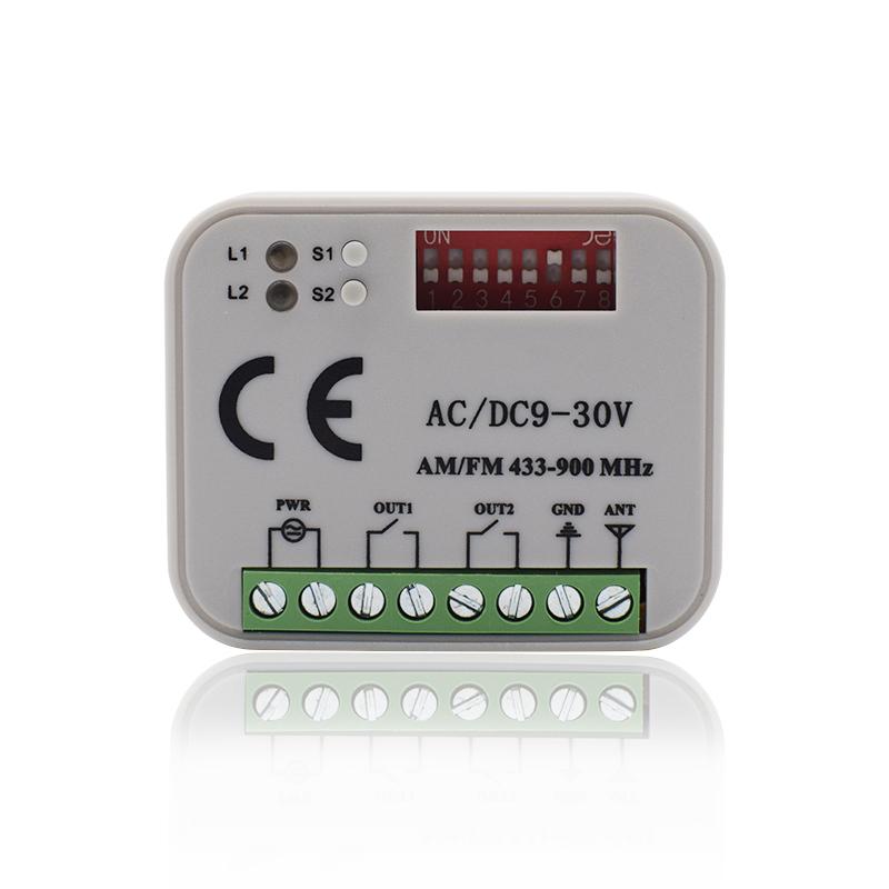 Garage Door Receiver Switch Controller AC/DC 9V-30V 220V 2 Channels 300MHz to 868MHz 433.92MHz