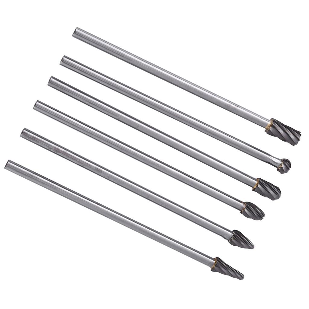 6pcs Tungsten Carbide Aluminum Rotary Files Burr Set 6mm Shank 10mm Cutting Diameter