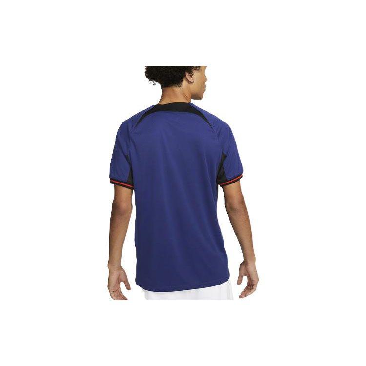 Nike Нидерланды 2022/23 Stadium Away Футболка Dri-FIT Deep Royal Blue/Black/Habanero Red Мужская уличная одежда DN0693-455