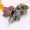 Vintage Brooch Wedding Gold/Silver Plated Maple Leaf Brooches Pins Exquisite Collar for Women Dance Party Accessories Gifts
