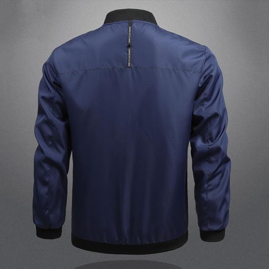 Fall Winter Men Jacket Stand Collar Zip-up Smooth Surface Solid Color Plus Size Loose Thin with Pockets Father Business Travel Coat Mid-aged