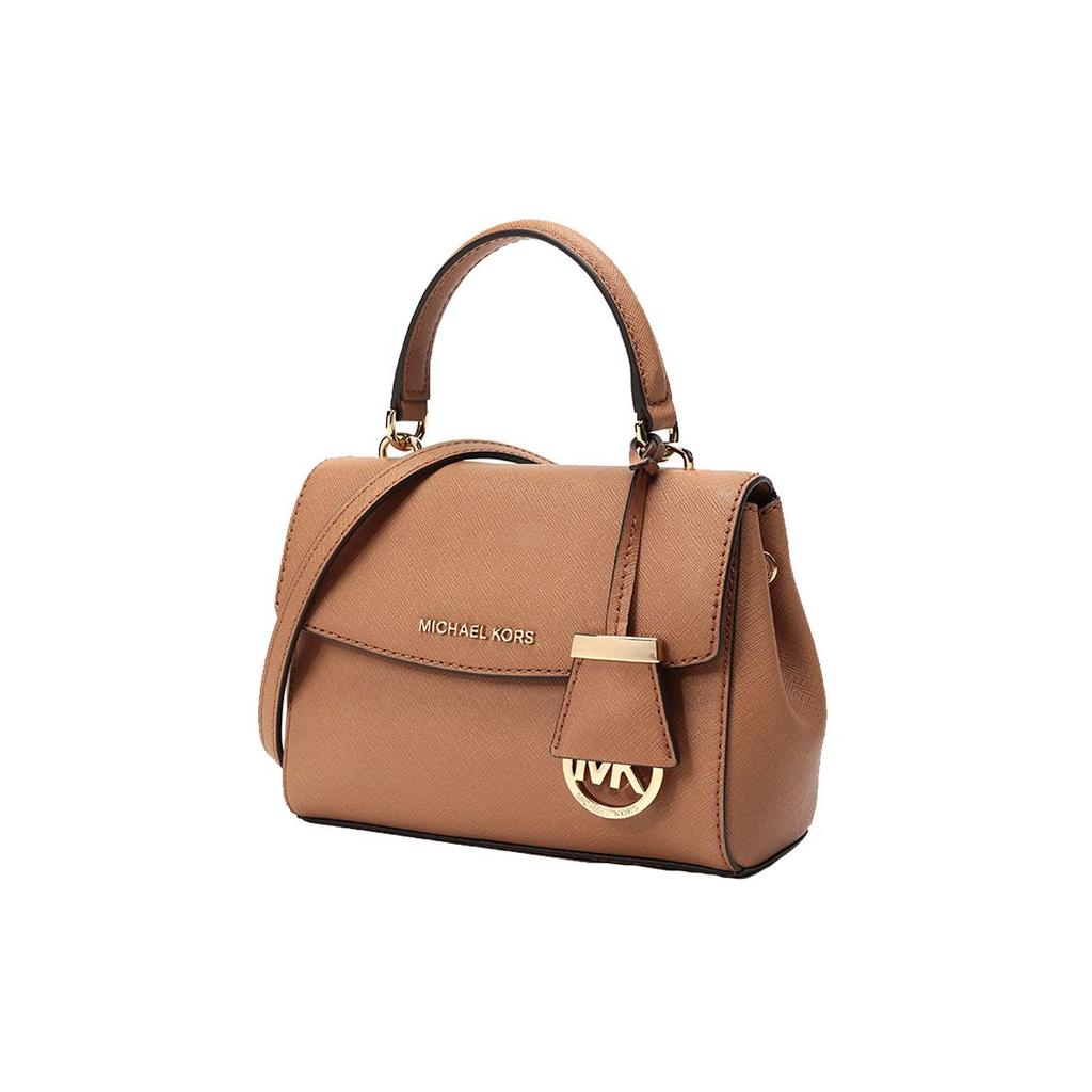 Michael Kors MK Ava Однотонная Сумка с клапаном Винтажная Универсальная Для поездок на работу Подвеска с логотипом Кожаная Сумка-тоут На плечо Сумка через плечо Мини Женские сумки 32F5GAVC1L-203
