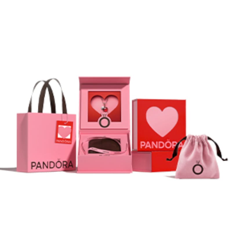 Pandora Блестящий теннисный браслет-сердце Серебро 590041C01