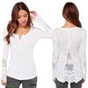 Elegant Lace Stitching Women's T-shirt Slim Fit Long Sleeve Cotton Top