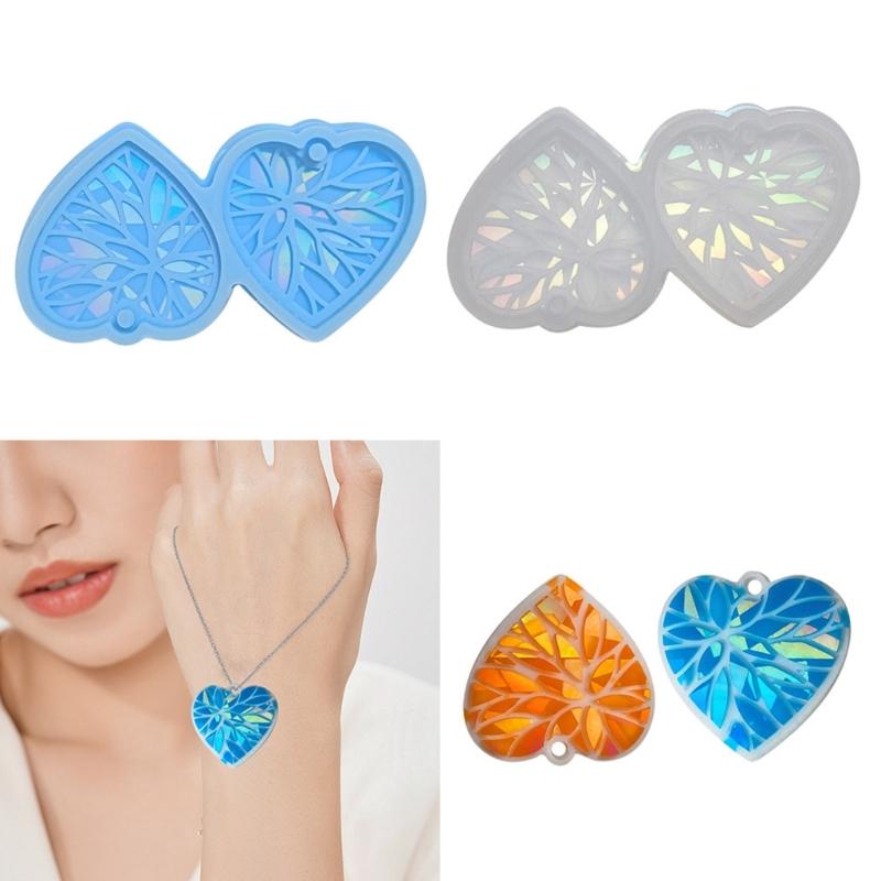DIY Earring Holographic Silicone Mold Crystal Epoxy Resin Mold Heart Pendants Jewelry Making Casting Mold Decoration