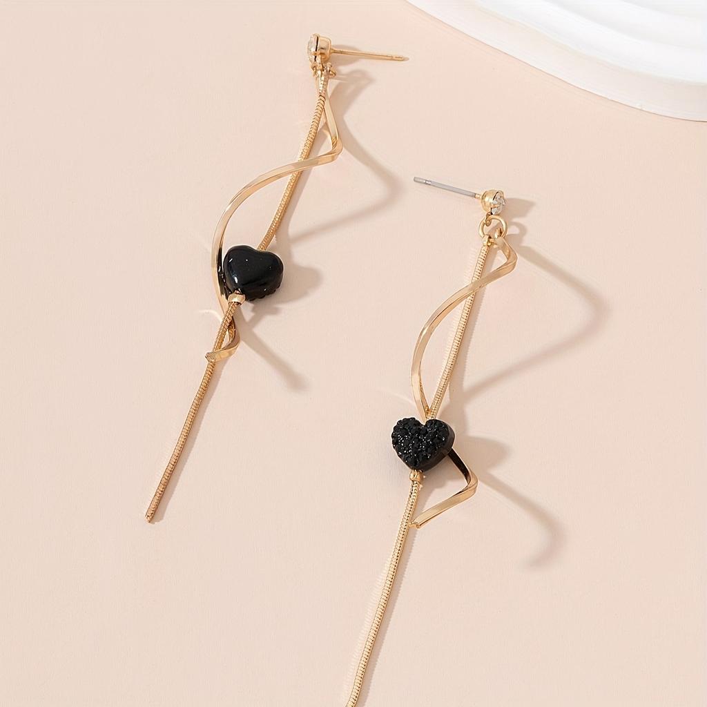 Женский S-образный набор серег с кисточками, серьги-подвески в повседневном стиле, праздничный подарок в форме сердца