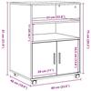 Mobile Cabinet in Grey Sonoma 60 x 48 x 81 cm Particleboard