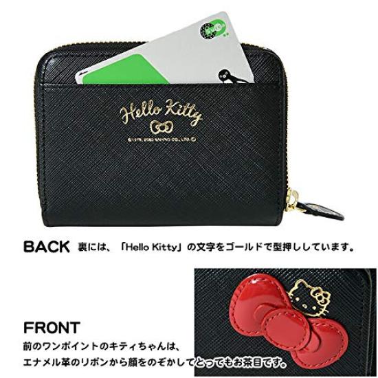 Женский двустворчатый кошелек Hello Kitty с лентой из натуральной кожи, 12161 (черный)