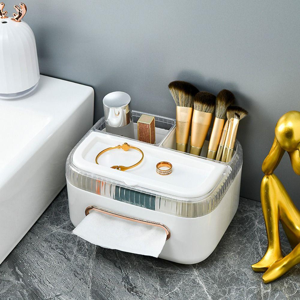 Dustproof Tissue Paper Box Waterproof Double-layer Tissue Holder Desk Organizer