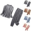 Ladies' Casual And Comfortable Round Neck Warm And Plush Home Clothes Cardigan Sleepwear And Pants Set