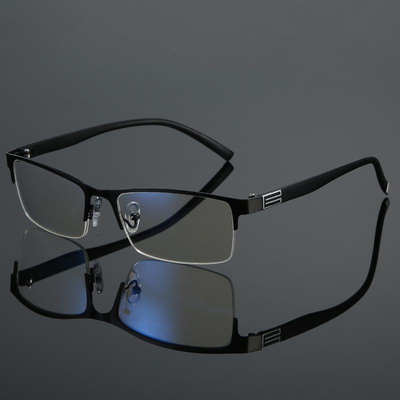 Business Square Half Frame Reading Glasses Men Gradual Adjustment Bifocal Vision Converted Light Multifocal Glasses