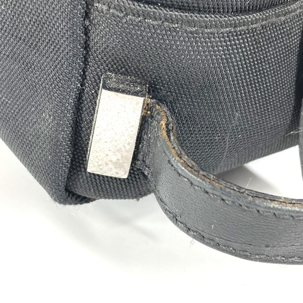 GUCCI 02888 Logo W Zip Zip Bag Pouch Clutch Bag with Handle Leather/Canvas Black