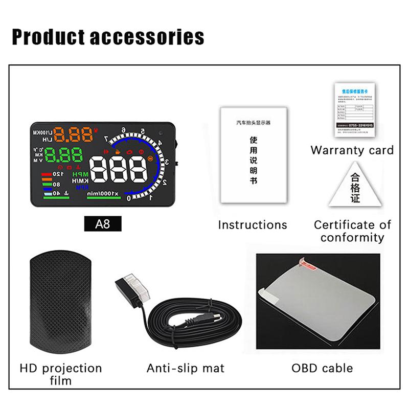 Скорость автомобиля Hud Спидометр Расход масла Температура воды Проекционный дисплей Напряжение аккумулятора OBD Проектор на лобовое стекло Грузовик