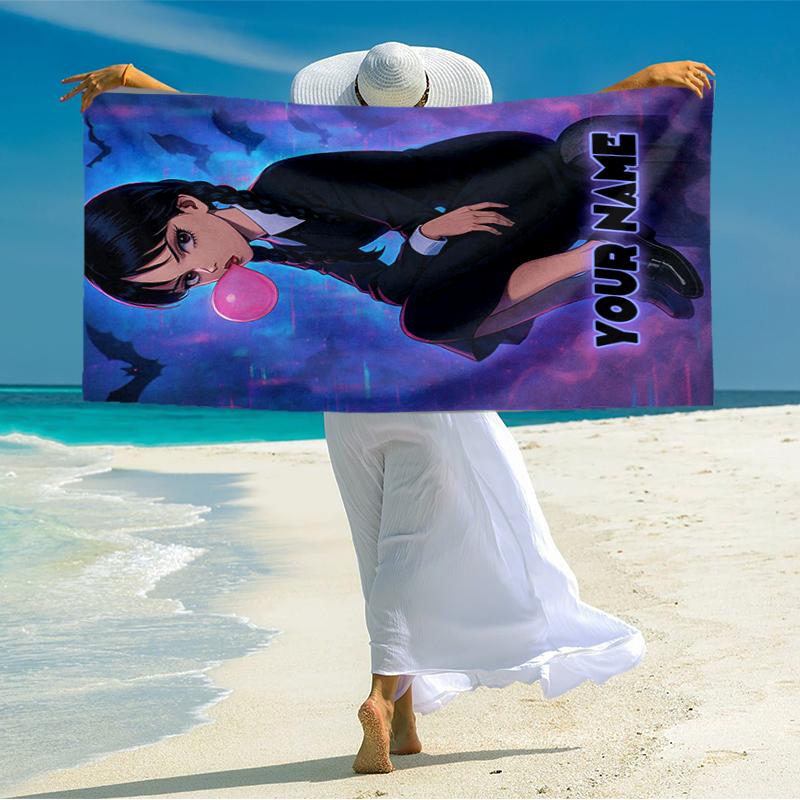 1PC Custom Name "Nightmare Before Christmas Mashup" Beach Towel Highly Absorbent And Sand-Resistant Towel for Swimming, Pool, Yoga, And Travel Lightwe