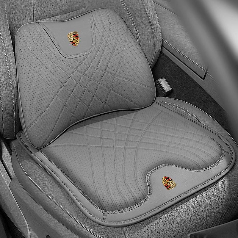 Комплект комфорта для автомобиля Porsche: Подголовник, поясничная поддержка и подушка сиденья для комфорта шеи и спины в Cayenne, Macan, Panamera, 718 и Taycan.