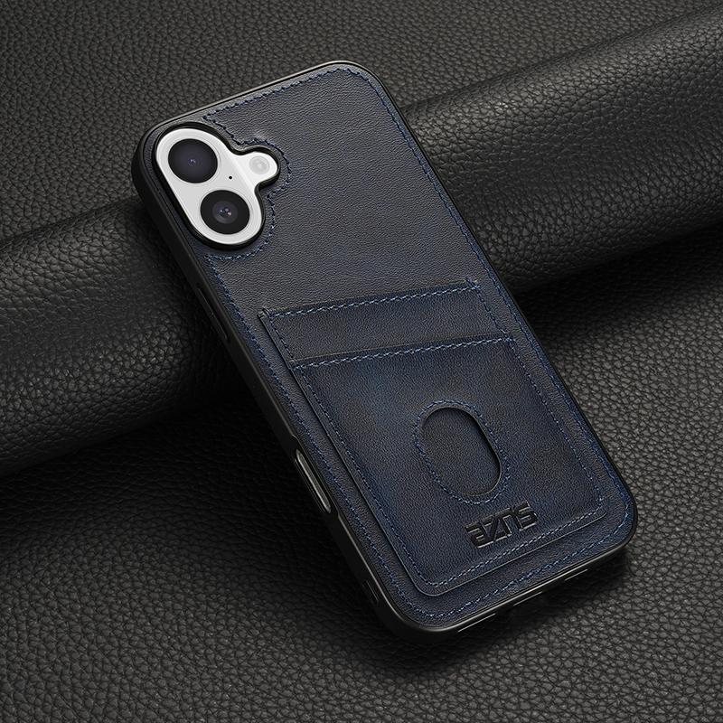 Деловой кожаный чехол с мягким краем для iPhone 16E 15 Pro Max 14 Pro 13 12 11, однотонный, ударопрочный, тонкий, жесткий, задняя крышка из поликарбоната