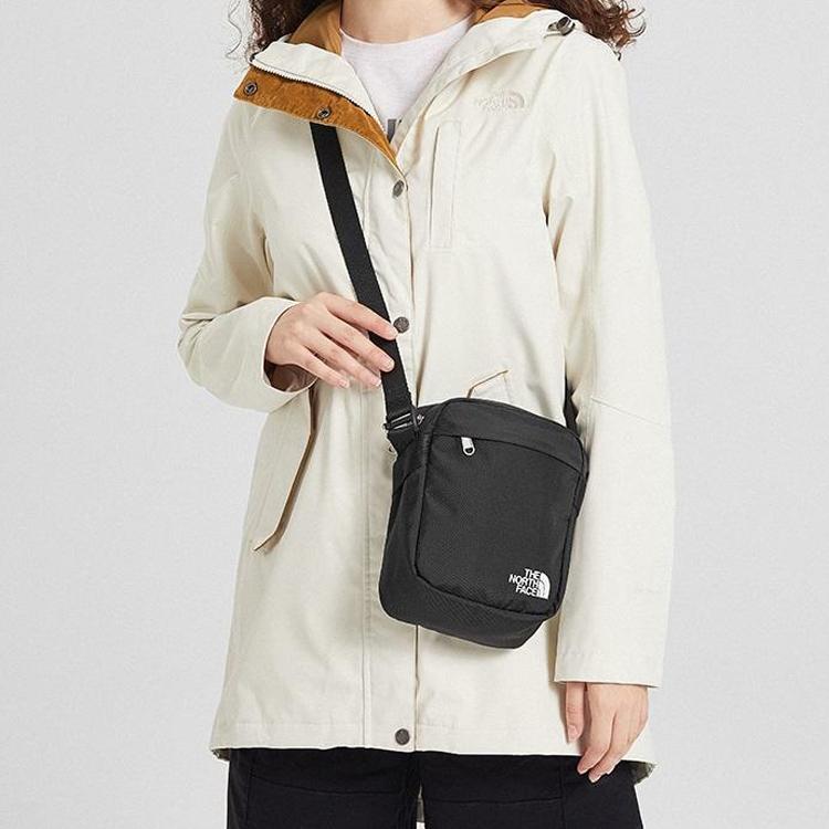 The North Face 2L Sports Casual Zipper Shoulder Crossbody Bag Outdoor Unisex bags Black White NF0A3BXBKY4